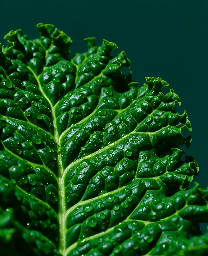 Detailed kale leaf macro